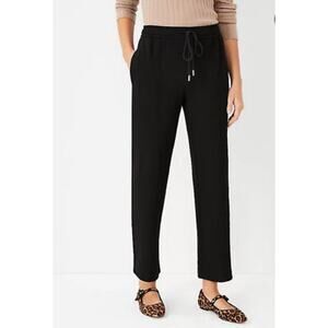 Ann Taylor Straight Leg Ankle Pants Pull On Loungewear Jogger Black Petite M